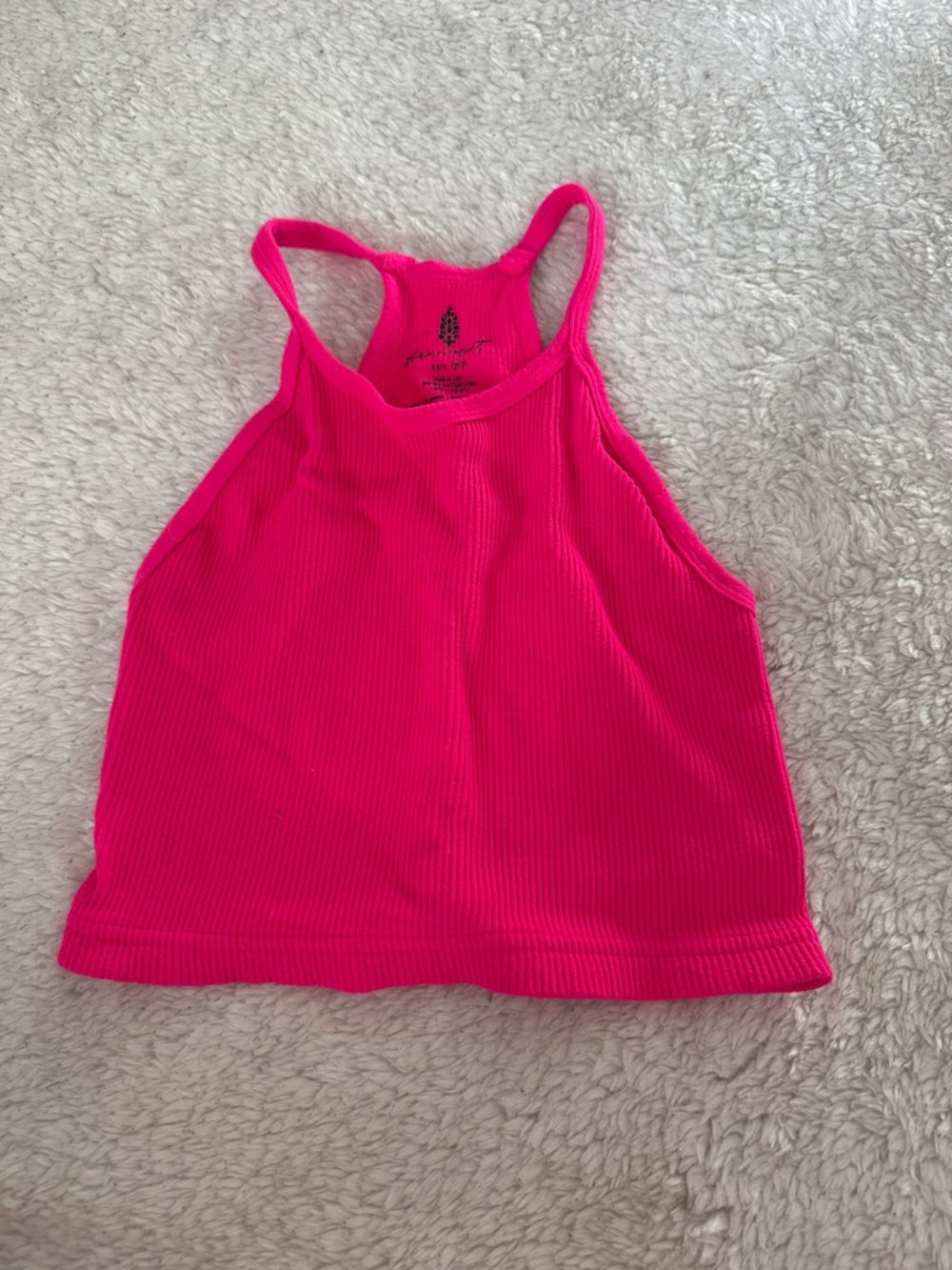 Free People Hot Pink Ribbed Crop Tank